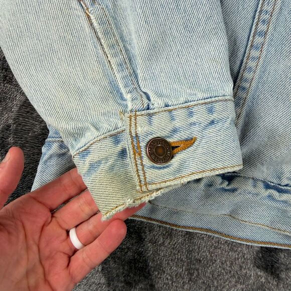 Vtg 90's Levi's Trucker Light Blue Denim Jean Jacket Men's L 70507 Distressed - Picture 5 of 13